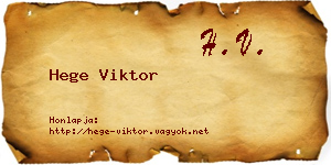 Hege Viktor névjegykártya